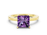 Yellow gold Princess Cut Amethyst Solitaire Engagement Ring with Classic Band and Four-Prong Setting_24