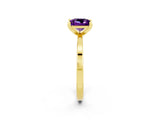 Yellow gold Princess Cut Amethyst Solitaire Engagement Ring with Classic Band and Four-Prong Setting_26