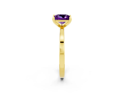 Yellow gold Princess Cut Amethyst Solitaire Engagement Ring with Classic Band and Four-Prong Setting_26