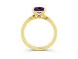 Yellow gold Princess Cut Amethyst Solitaire Engagement Ring with Classic Band and Four-Prong Setting_27