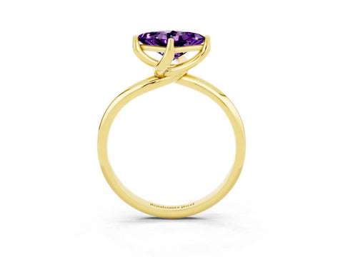 Yellow gold Princess Cut Amethyst Solitaire Engagement Ring with Four-Prong Setting and Classic Band_15