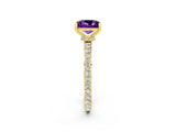 Yellow gold Princess Cut Amethyst Solitaire Engagement Ring with Pavé Band and Four-Prong Setting_2