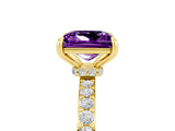 Yellow gold Princess Cut Amethyst Solitaire Engagement Ring with Pavé Band and Four-Prong Setting_5