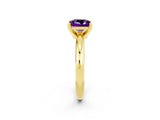 Yellow gold Princess Cut Amethyst Solitaire Engagement Ring with Round Band and Four-Prong Setting_2