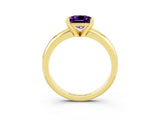 Yellow gold Princess Cut Amethyst Solitaire Engagement Ring with Round Band and Four-Prong Setting_3