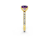 Yellow gold Princess Cut Amethyst Solitaire Pavé Band with Four-Prong Setting_2