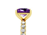 Yellow gold Princess Cut Amethyst Solitaire Pavé Band with Four-Prong Setting_5