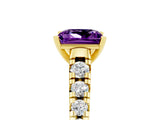 Yellow gold Princess Cut Amethyst Solitaire Ring with Cathedral Setting and Pavé Band_5