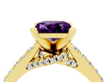 Yellow gold Princess Cut Amethyst Solitaire Ring with Crossover Gallery and Round  Pavé Band_16
