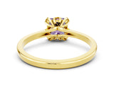 Yellow gold Princess Cut Amethyst Solitaire Ring with Flower Prong Setting and Classic Band_12