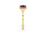 Yellow gold Princess Cut Amethyst Solitaire Ring with Flower Prong Setting and Classic Band_14