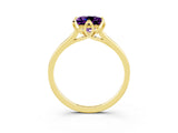 Yellow gold Princess Cut Amethyst Solitaire Ring with Flower Prong Setting and Classic Band_15