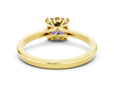 Yellow gold Princess Cut Amethyst Solitaire Ring with Flower Prong Setting and Classic Band_48