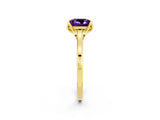 Yellow gold Princess Cut Amethyst Solitaire Ring with Flower Prong Setting and Classic Band_50
