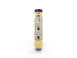 Yellow gold Princess Cut Amethyst Solitaire Ring with Pavé and Channel Set Band_14