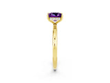 Yellow gold Princess Cut Amethyst Solitaire Ring with Thin Band and Four-Prong Setting_2