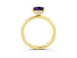 Yellow gold Princess Cut Amethyst Solitaire Ring with Thin Band and Four-Prong Setting_3