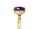 Yellow gold Princess Cut Amethyst Solitaire Ring with Thin Band and Four-Prong Setting_5