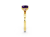 Yellow gold Princess Cut Amethyst Solitaire Ring with Thin Band and Prong Setting_14