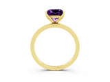 Yellow gold Princess Cut Amethyst Solitaire Ring with Thin Band and Prong Setting_15