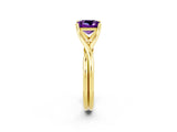 Yellow gold Princess Cut Amethyst Solitaire Twist Band Prong Setting Ring_38
