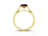 Yellow gold Princess Cut Amethyst Solitaire Twist Band Prong Setting Ring_39