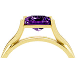 Yellow gold Princess Cut Amethyst Solitaire Twist Band Prong Setting Ring_40