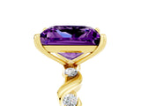 Yellow gold Princess Cut Amethyst Solitaire Twisted Band with Round  Accents and Prong Setting_17
