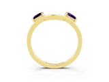 Yellow gold Princess Cut Amethyst Two-Stone Open Band Ring with Four-Prong Setting_9