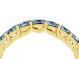 Yellow gold Princess Cut Aquamarine Channel-Set Eternity Band with Prong Setting_10