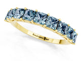 Yellow gold Princess Cut Aquamarine Channel-Set Eternity Band with Prong Setting_7