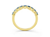 Yellow gold Princess Cut Aquamarine Channel-Set Eternity Band with Prong Setting_9