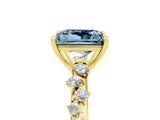 Yellow gold Princess Cut Aquamarine Cluster Side Stone Solitaire Ring with Prong Setting_29