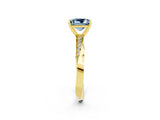 Yellow gold Princess Cut Aquamarine Engagement Ring with Side Stone Accents and Four-Prong Setting_41