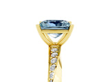 Yellow gold Princess Cut Aquamarine Engagement Ring with Side Stone Accents and Four-Prong Setting_44