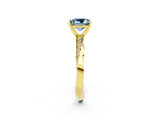 Yellow gold Princess Cut Aquamarine Engagement Ring with Side Stone Accents and Four-Prong Setting_73