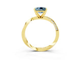 Yellow gold Princess Cut Aquamarine Engagement Ring with Side Stone Accents and Four-Prong Setting_74