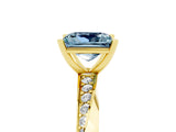Yellow gold Princess Cut Aquamarine Engagement Ring with Side Stone Accents and Four-Prong Setting_76