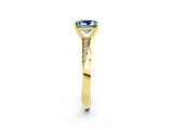 Yellow gold Princess Cut Aquamarine Engagement Ring with Side Stone Accents and Four-Prong Setting_85