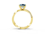 Yellow gold Princess Cut Aquamarine Engagement Ring with Side Stone Accents and Four-Prong Setting_86