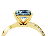 Yellow gold Princess Cut Aquamarine Engagement Ring with Side Stone Accents and Four-Prong Setting_87