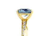 Yellow gold Princess Cut Aquamarine Engagement Ring with Side Stone Accents and Four-Prong Setting_88