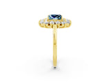 Yellow gold Princess Cut Aquamarine Floral Double Halo Engagement Ring with Prong Setting_74