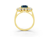 Yellow gold Princess Cut Aquamarine Floral Double Halo Engagement Ring with Prong Setting_75
