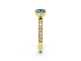 Yellow gold Princess Cut Aquamarine Milgrain Pavé Engagement Ring with Four-Prong Setting_14