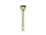 Yellow gold Princess Cut Aquamarine Pavé Solitaire Ring with Round Band and Prong Setting_26