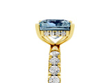 Yellow gold Princess Cut Aquamarine Pave Band Solitaire Ring with Four-Prong Setting_29