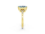 Yellow gold Princess Cut Aquamarine Ring with Side Stones and Four-Prong Setting_38