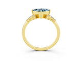 Yellow gold Princess Cut Aquamarine Ring with Side Stones and Four-Prong Setting_39