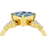 Yellow gold Princess Cut Aquamarine Ring with Side Stones and Four-Prong Setting_40